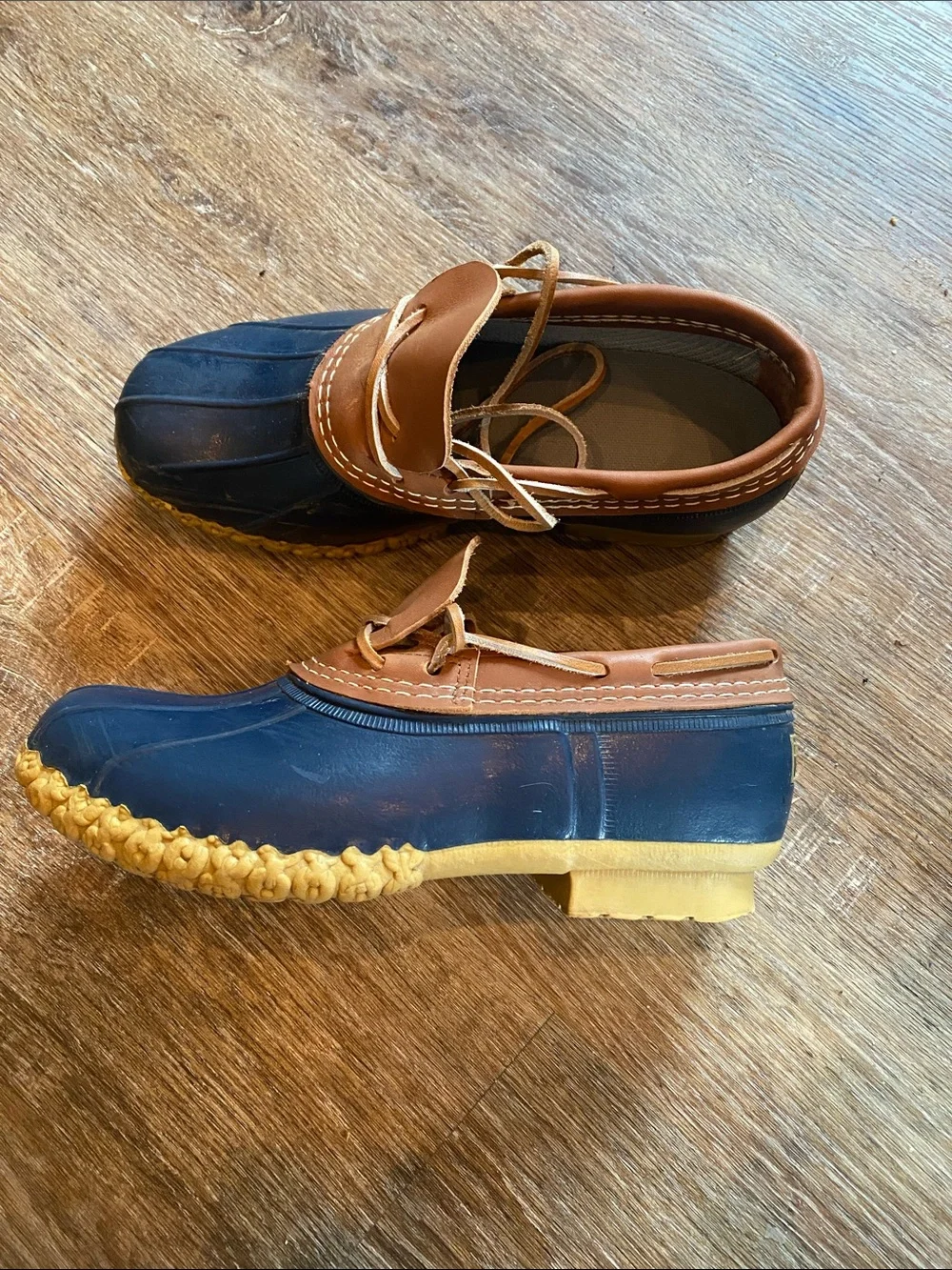 L.L. Bean Brown and Navy Leather and Rubber Duck Boot Shoes